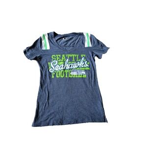 Seattle Seahawks NFL Blue V-Neck T-Shirt Women's Small